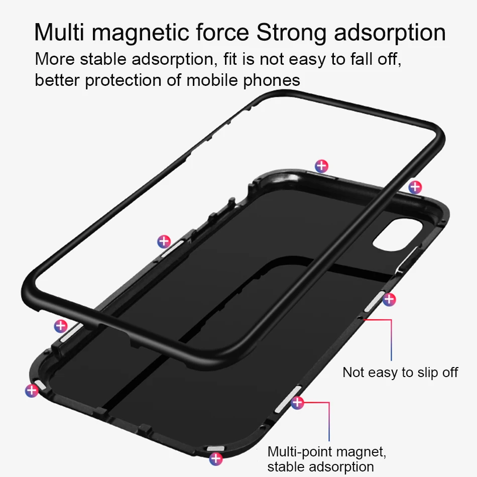 Магнитный адсорбционный металлический чехол для iPhone X 7 8 Роскошный 6 6s Plus
