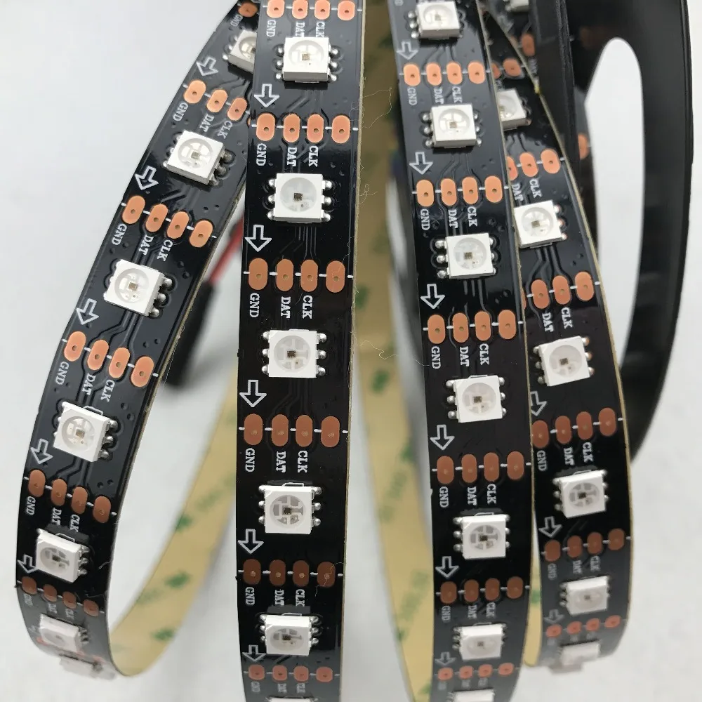 Пиксельная Светодиодная лента 4M DC5V SK9822 60 светодиодов/м с пикс./м Черная печатная