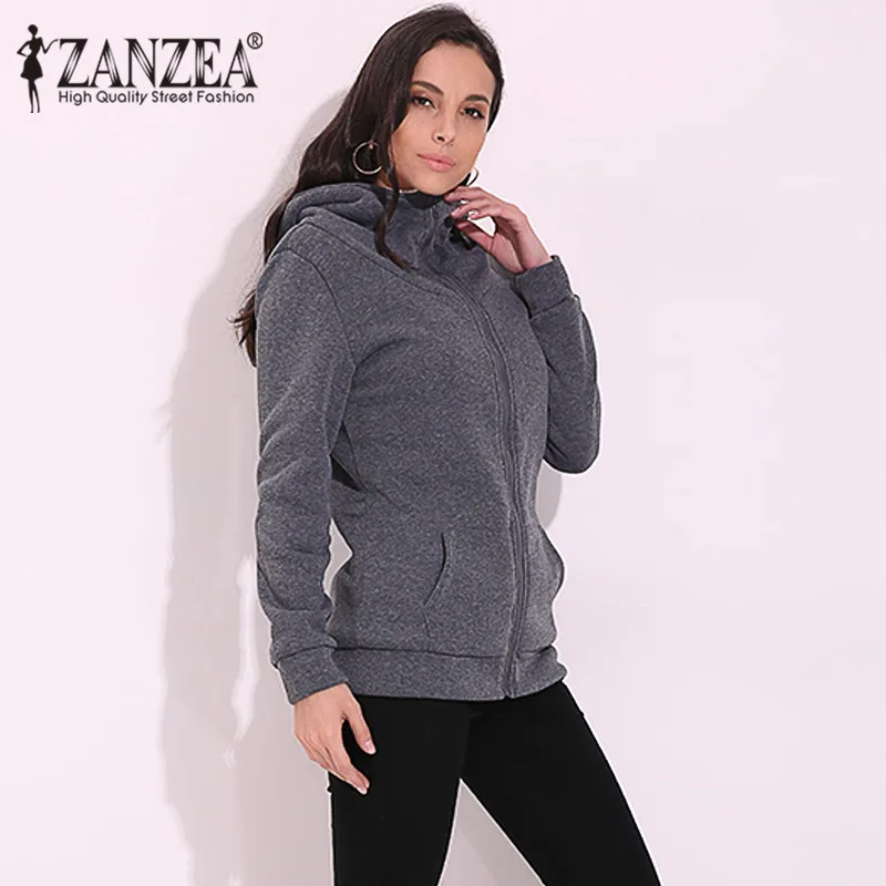 ZANZEA 4XL зимние пальто 2021 осенние женские длинные толстовки кофты Повседневная