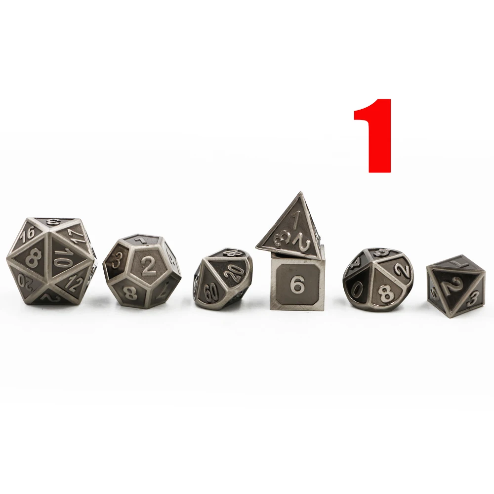 IMDG 7 шт./компл. креативные RPG игровые кубики многогранные металлические DND резьба