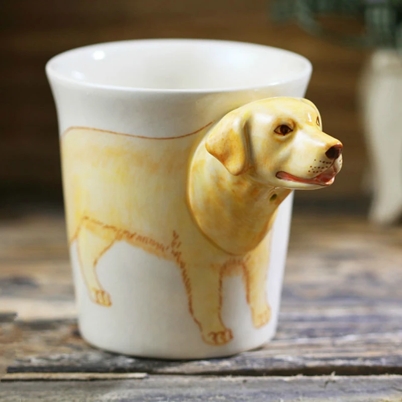 

200ml hand-painted animal mug 3D stereo labrador ceramic cup animal cartoon coffee cup environmentally friendly material