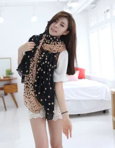

Fashion Women Warm Scarf Ladies Polk Dot Pattern Print Scarf Warm Wrap Shawl