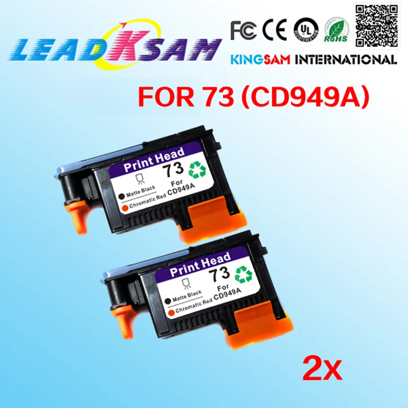 2x печатающая головка совместима с hp73 CD949A матовая черная Хроматическая красная