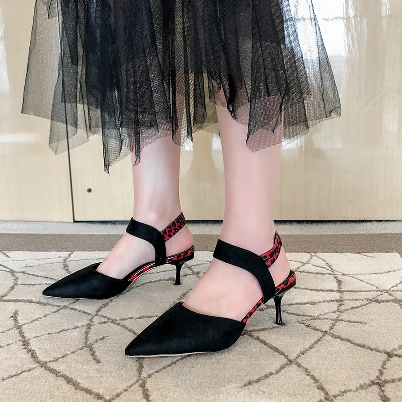 Летние женские туфли на высоком каблуке с пяткой 2019 г. замшевые туфли-лодочки