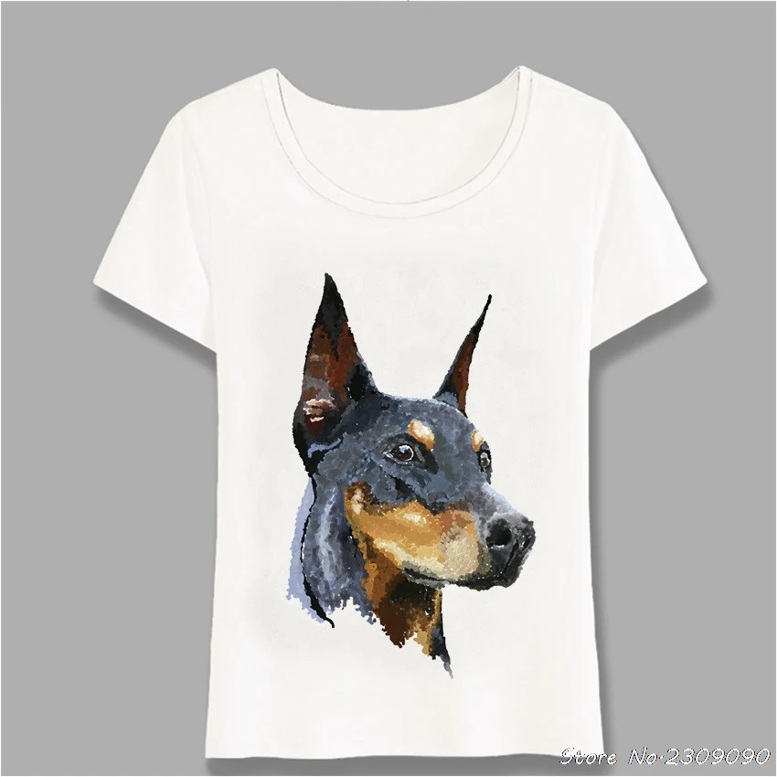 Новые летние женские топы забавная футболка Doberman Pinscher с принтом хипстерская
