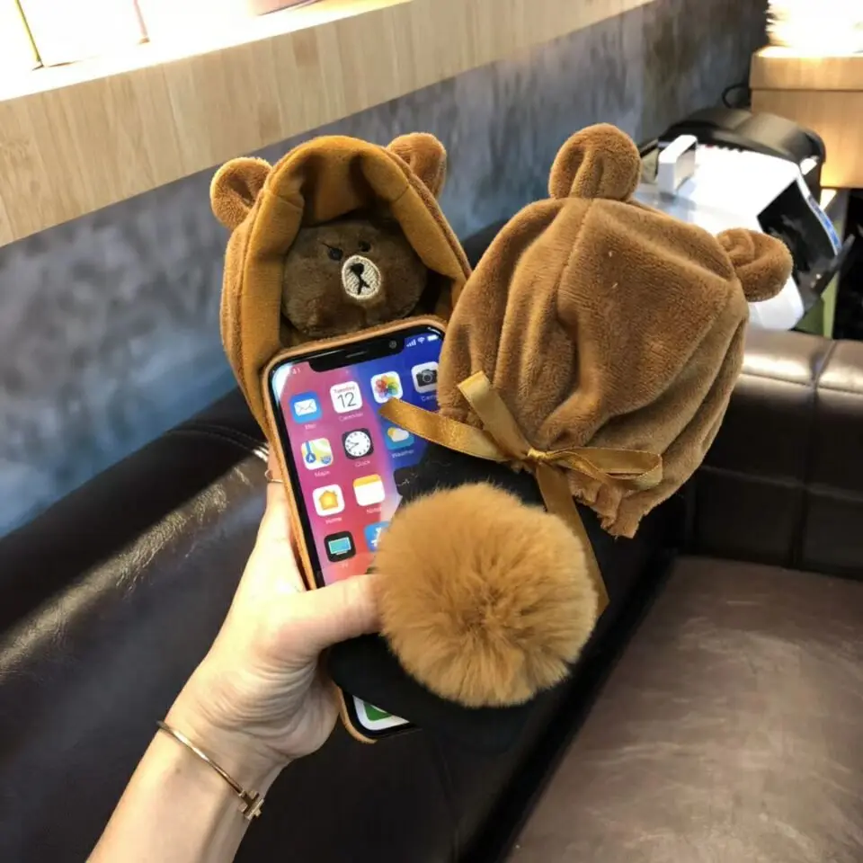 Мягкий чехол для телефона из ТПУ с милыми ушками животных iphone x 6 7 8 6s plus теплая