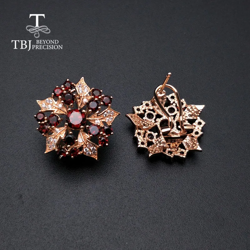 Женские серьги Гранат TBJ элегантные из стерлингового серебра 925 пробы с