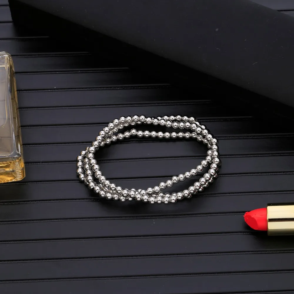 Женский винтажный этнический браслет Boho серебристо золотой с бусинами лето