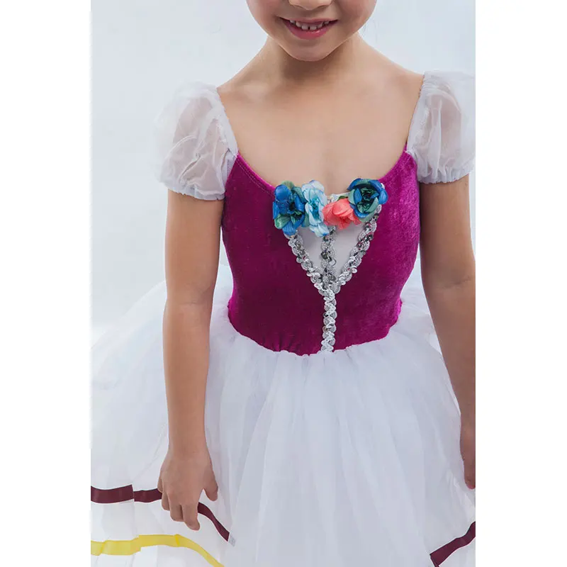 В наличии! Профессиональная детская балетная пачка бархатный купальник с