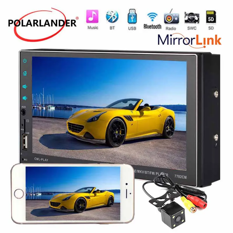 7" 2 Din MP5 Player Stereo Reversing Rear View HD Capacitive Screen Bluetooth 2018 New USB/AUX/FM/SD/SWC Mirror Link Wireless |