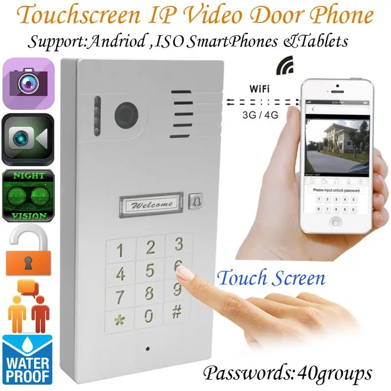 

Touch screen Global wireless video door phone WIFI doorbell intercom digital camera smart phone control night vision wifi