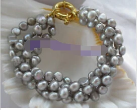 

Free Shipping>>>classic 4row gray baroque freshwater cultured pearls bracelet