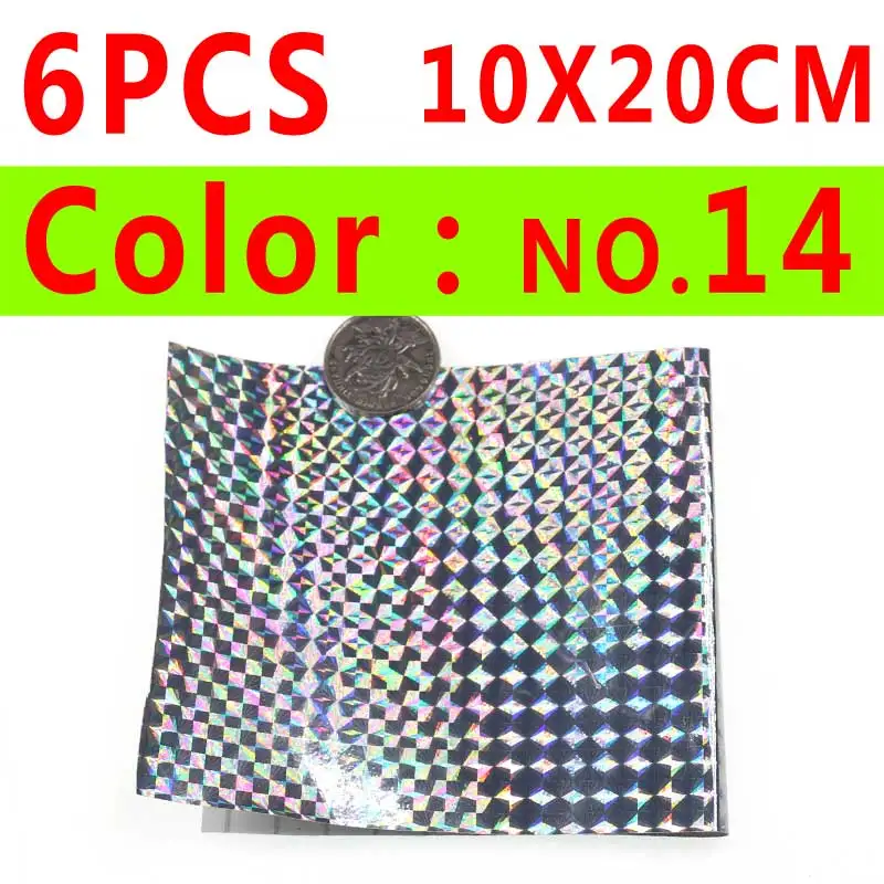 6pcs color 14 Wifreo 6/4 шт. Голографическая клейкая пленка Flash ленты отражательная Призма Рыбалка наклейка для приманки 10*10/20 см Искусственный рыбьей чешуи кожи - Цвет: 6pcs color 14