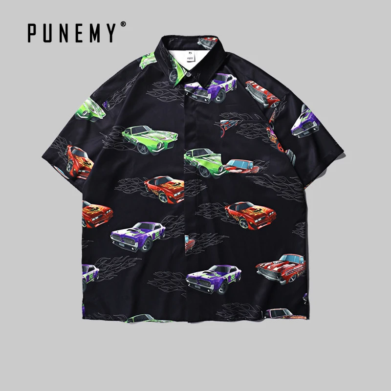 Гавайские Алоха мужские рубашки летние пляжные Харадзюку стиль хип хоп Уличный