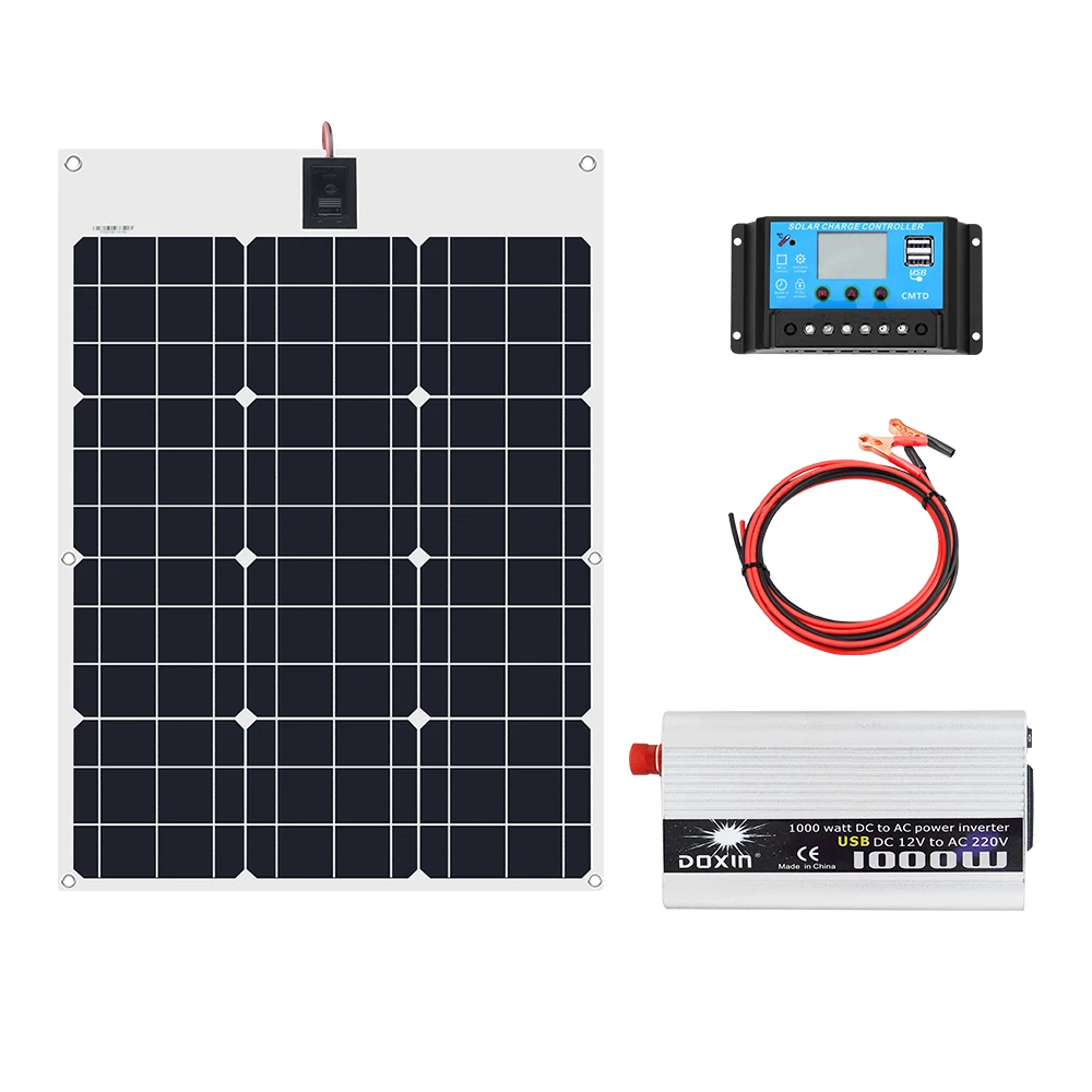50 W 12 V Панели солнечные инвертор 1000 220 или 110 ШИМ 10A Контроллер заряда Батарея