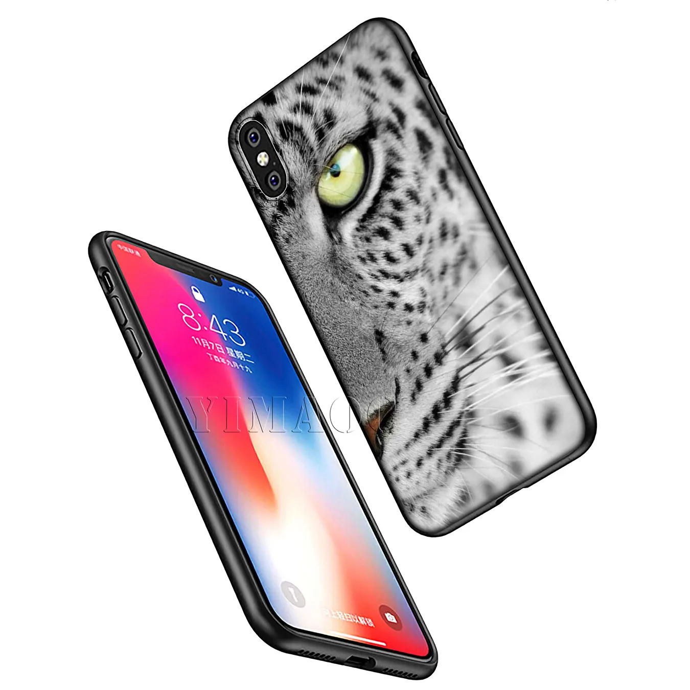 Мягкий силиконовый чехол для телефона YIMAOC Cheetah Panther iPhone XR X XS Max 6 6S 7 8 Plus 5 5S SE черный