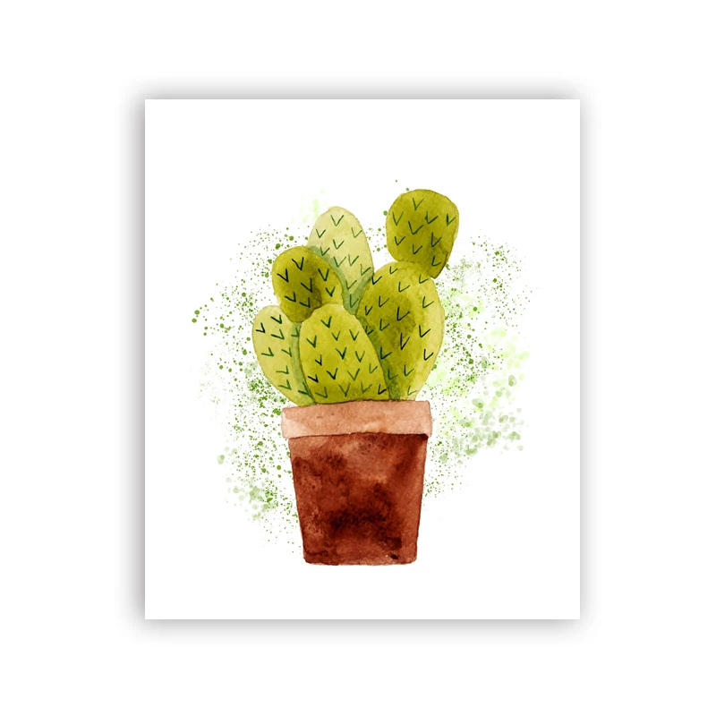 Кактус холст Художественная печать плакат акварель горшки для кактусов