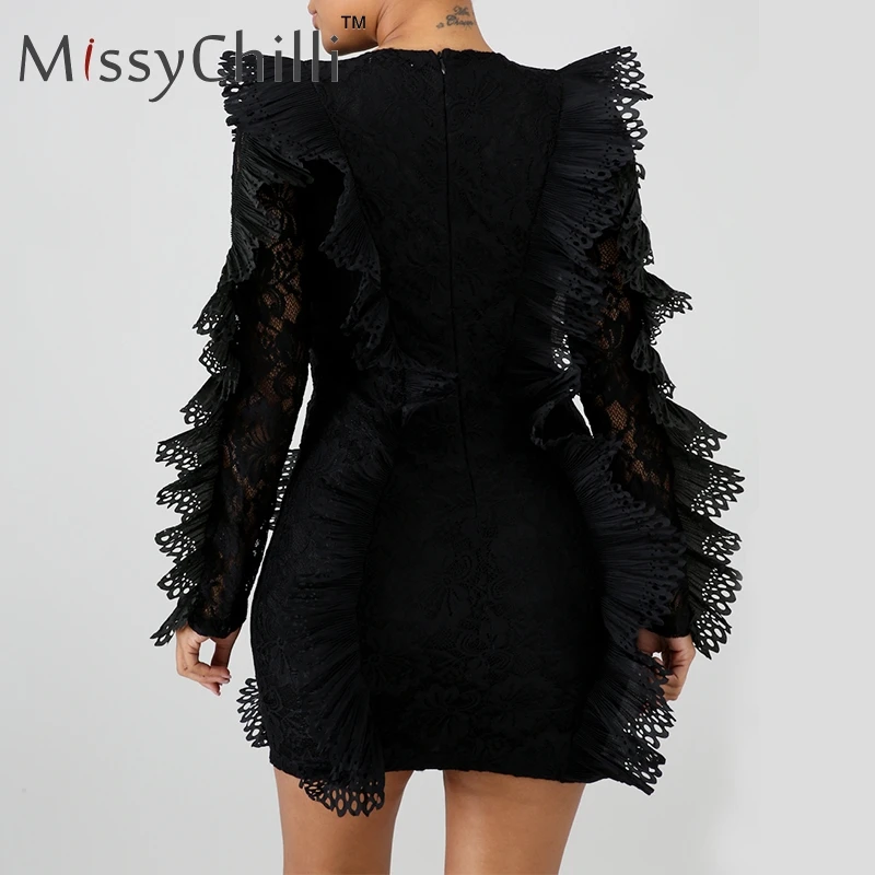 Женское кружевное Прозрачное платье MissyChilli Белое Облегающее Клубное мини