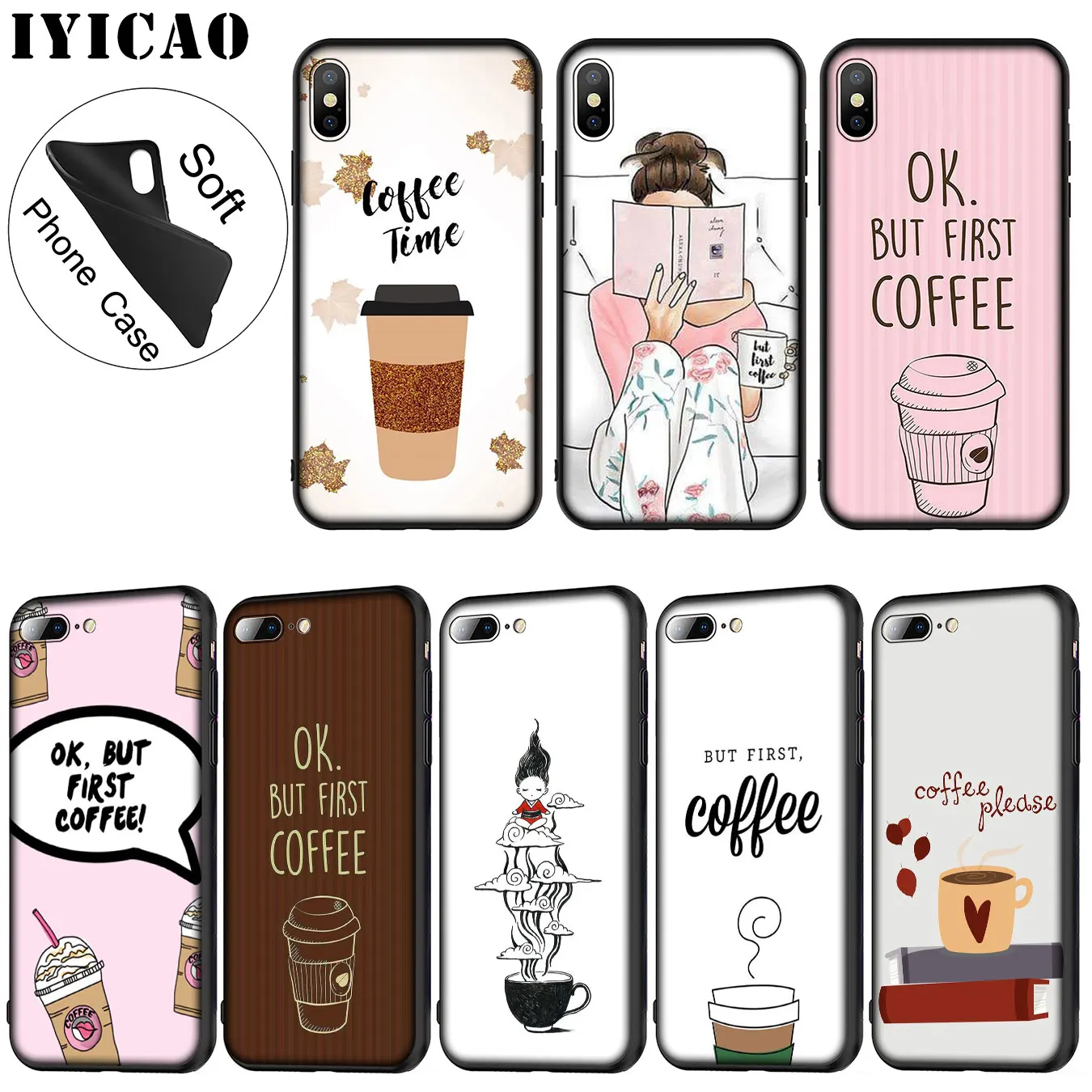 IYICAO ОК но сначала кофе книга Девушка Мягкий силиконовый чехол для телефона iPhone XR X