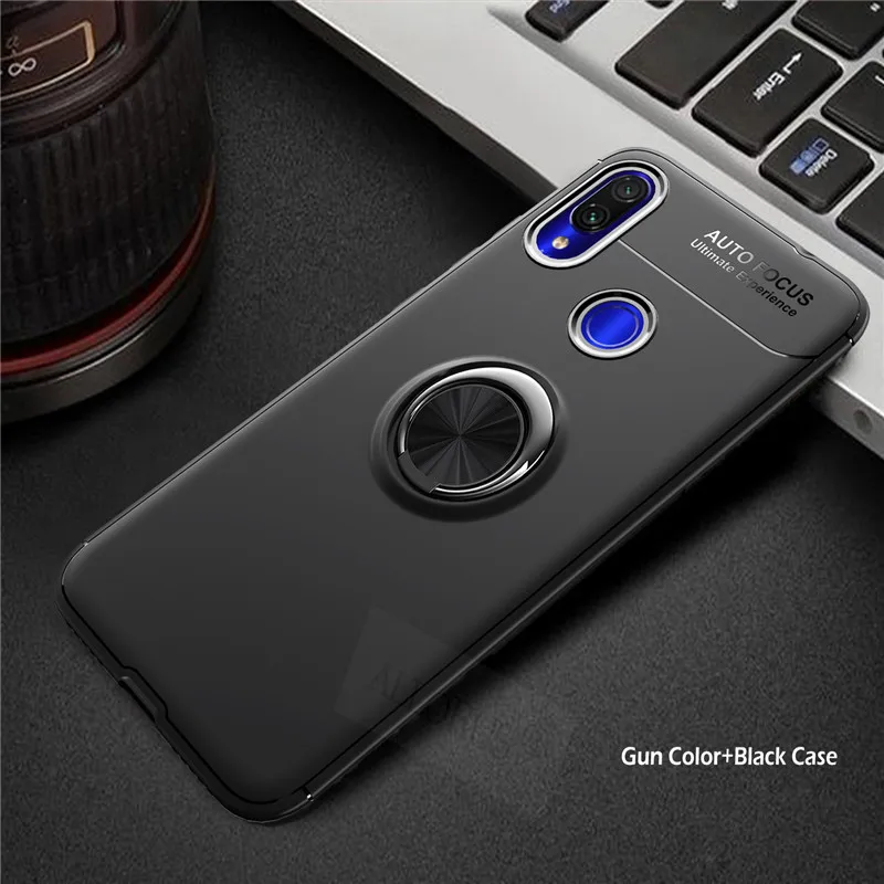 Black Ring Case Мягкий силиконовый чехол на Redmi 7A Note 7 Магнитный чехол с кольцо чехол редми 7а 6A нот 7 чехол нот 7 редми полный защитный чехол redmi 7a redmi Note 7 Магнитный чехол чехлы ксиоми редми нот 7 редми ноут 7 7а - Цвет: Black Ring Case