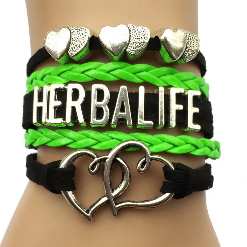 Браслет с надписью herbalife ручной работы кожаный обертывание продвижение подарок компании Lover - Окраска металла: 4