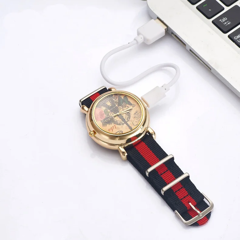 Новые мужские кварцевые часы с usb зарядкой, сменные вольфрамовые провода, многофункциональные легкие часы для влюбленных, тканевые креативные часы с циферблатом