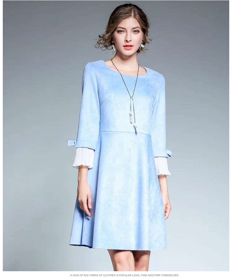 Женское Замшевое платье с круглым вырезом и бантом AD16|dress bow|o-neck dressfashion women dress |