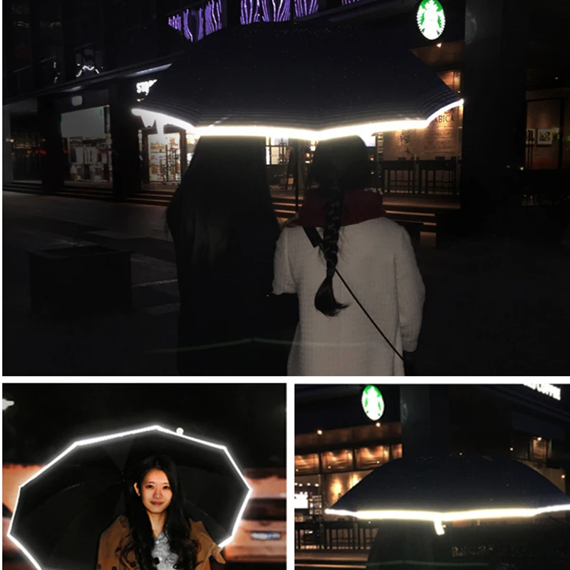 Творческий Светоотражающие Зеленый Мужчины и женщины три складной зонт от