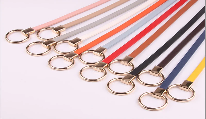 Модный женский кожаный съемный металлический пояс круглая пряжка кольцо тонкий