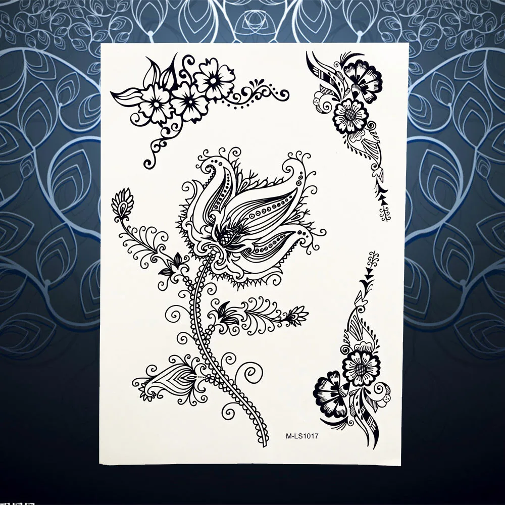 1PC Sexy Temporary Tattoo Sticker Lace Bowknot Pattern Black Henna Flower Waterproof Bracelet Women Jewel Bow Tie PBJ020 | Красота и