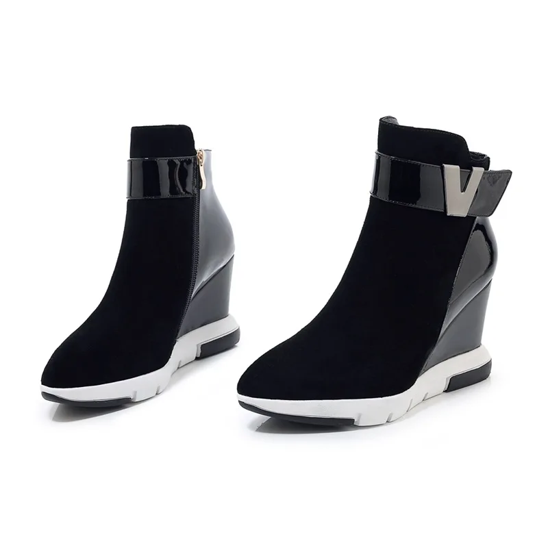 pu inside black ZVQ woman shoes winter warm new fashion pointed toe zip ankle boots outside super high heels platform ladies shoes drop shipping - Цвет: pu inside black