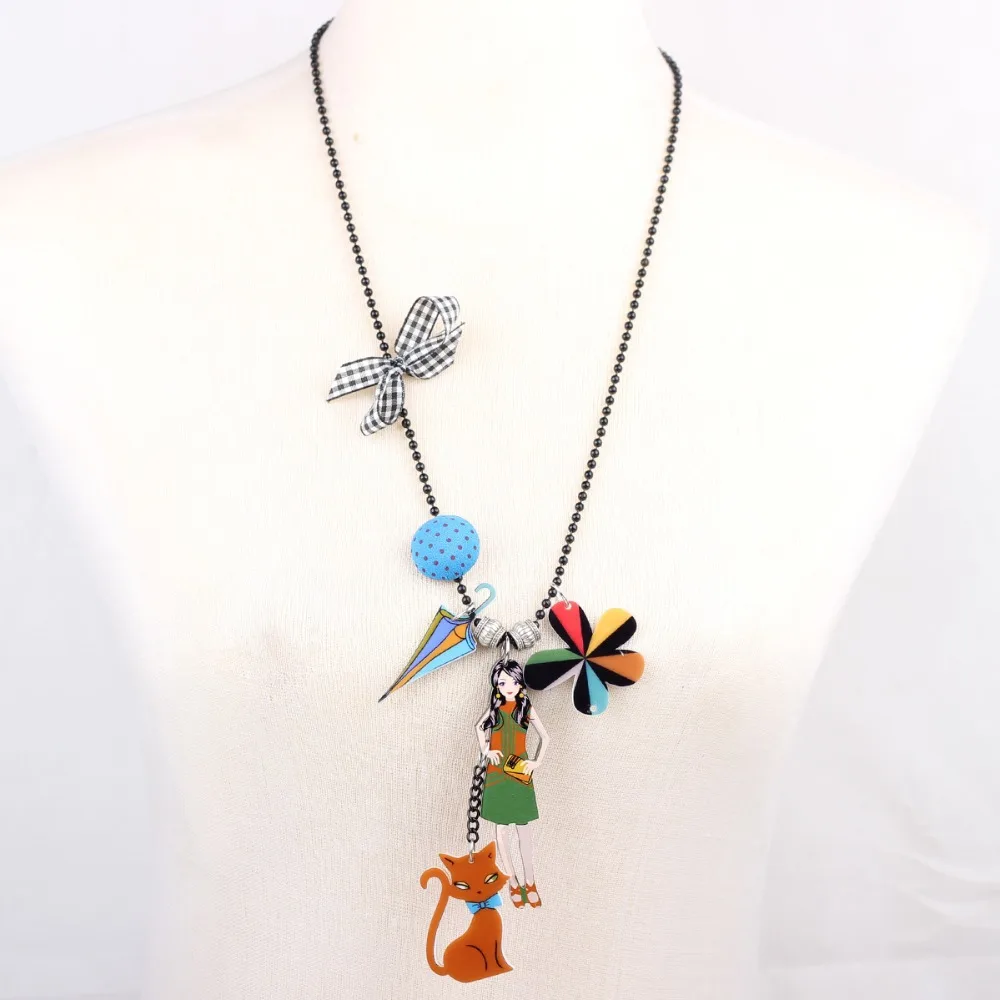 Женская Длинная цепочка Bonsny трендовые аксессуары для весны и лета 2015 милый