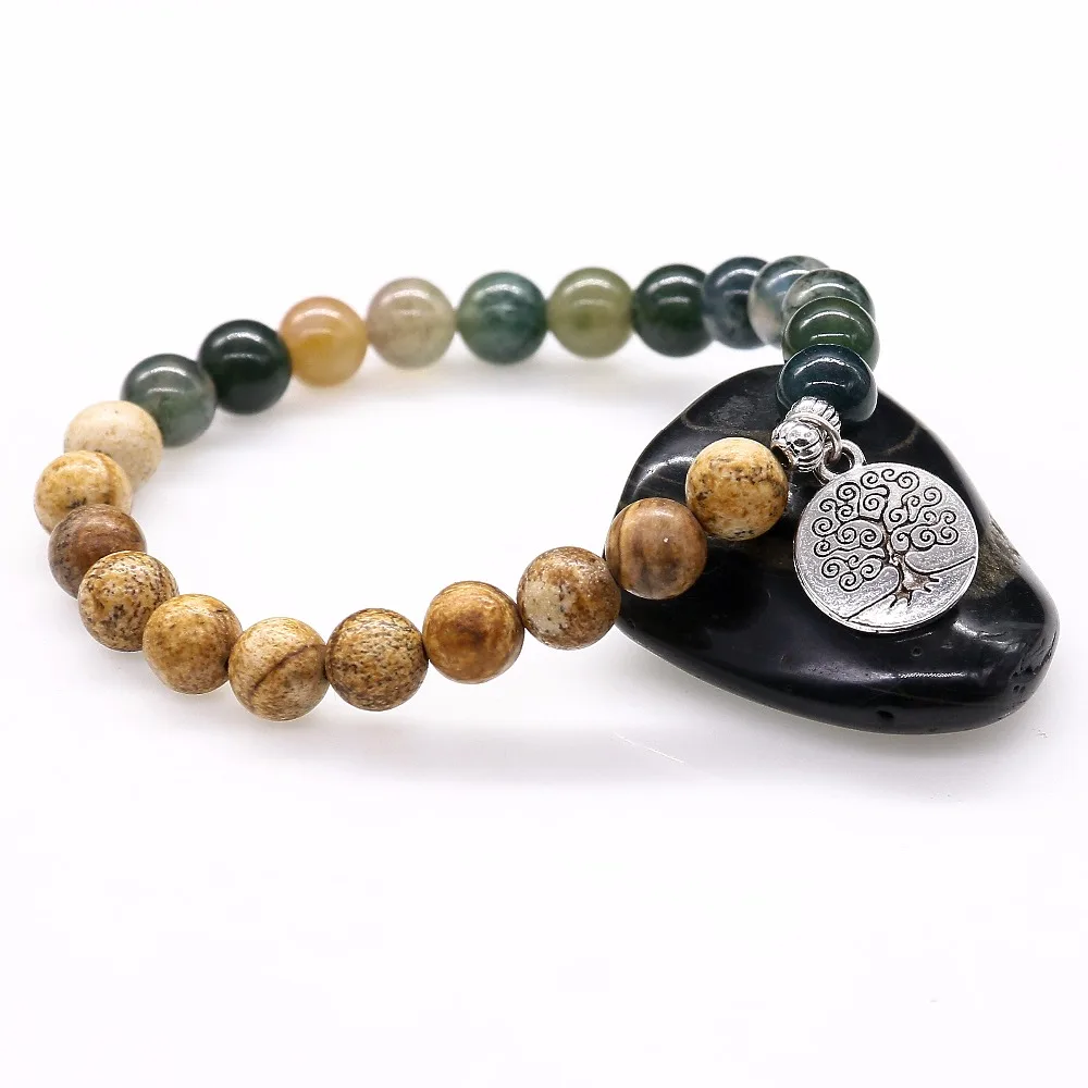 8 мм изображение камня с индийским ониксом реальное дерево подвеска каменные