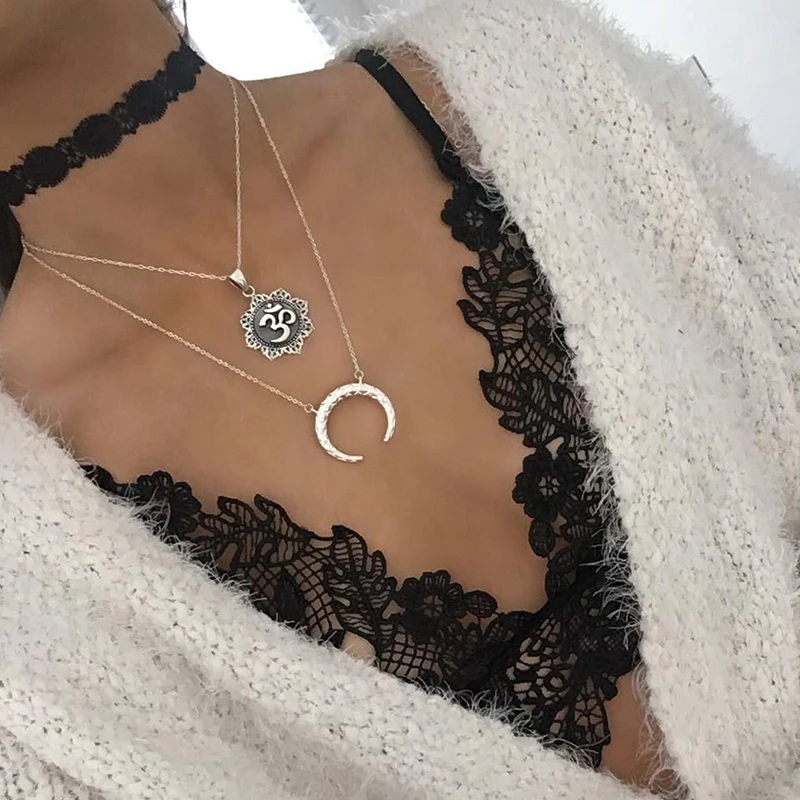 Women Multi-layer Necklace Pentagram Pendant Tassel Chain Lace Choker Wedding Jewelry | Украшения и аксессуары