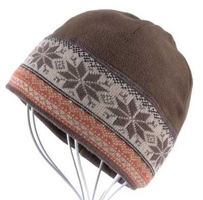 Мужские Skullies для катания на коньках, толстая дизайнерская шапочка со снежинками, вязаные кепки для мальчиков, шапочки, зимние плюшевые шапки для мужчин - Цвет: Коричневый