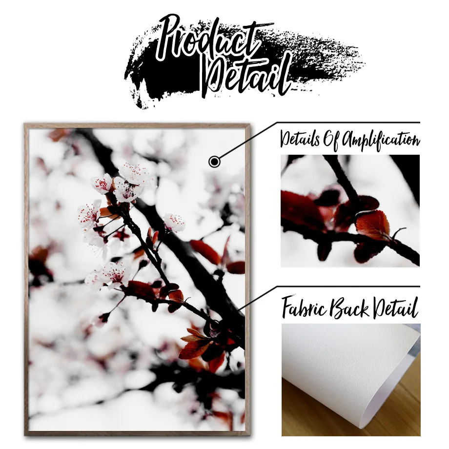 

Winter Plum Flower Tree Quotes Wall Art Canvas Painting Plants Nordic Posters And Prints Salon Wall Pictures For Living Room