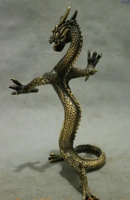 10&quotFolk Chinese Totem Bronze Wealth Year Zodiac Dragon Standing Statue Sculpture | Дом и сад