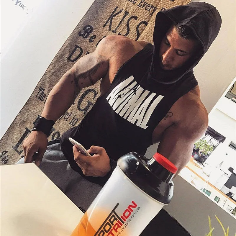 Новинка Топ для фитнеса жилет бега мужская майка с капюшоном бодибилдинга