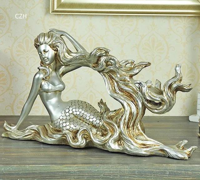Винтажная скульптура русалки, держатель для бутылки вина, декоративная смола, морская горничная, посуда для напитков и барная посуда, украшения для кухни, аксессуары для рукоделия