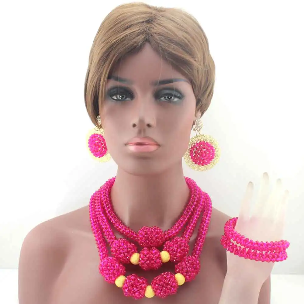 Новый розовый нигерийский традиционный свадебный комплект бисера Африканский