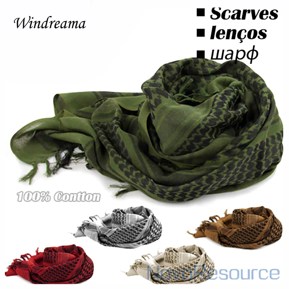 Windreama 100% хлопок шарф для мужчин женщин Арабский мусульманский Военная Униформа