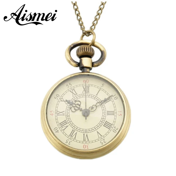 25pcs/lot New Arrival no cover Roman Number Quartz Pocket Watch Pendant FOB Chain Mens Women Gifts wholesale send by EMS DHL