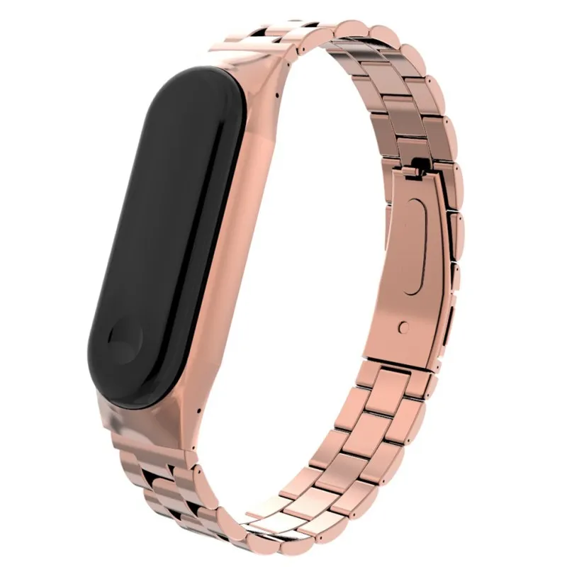 Браслет из нержавеющей стали для Xiaomi Band 3 ремешок цвета розового золота сменный