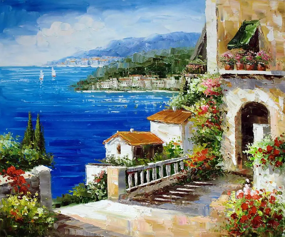 Средиземноморский ландшафт декоративное искусство масляная краска на стену