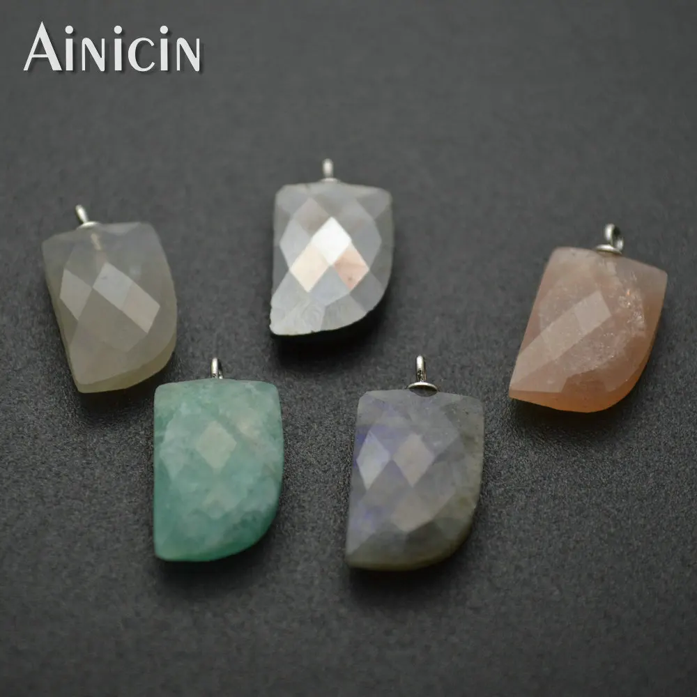 

5 шт граненые плоские шармы в форме рога 10x20 мм подвески из натурального полудрагоценного камня модные ювелирные изделия