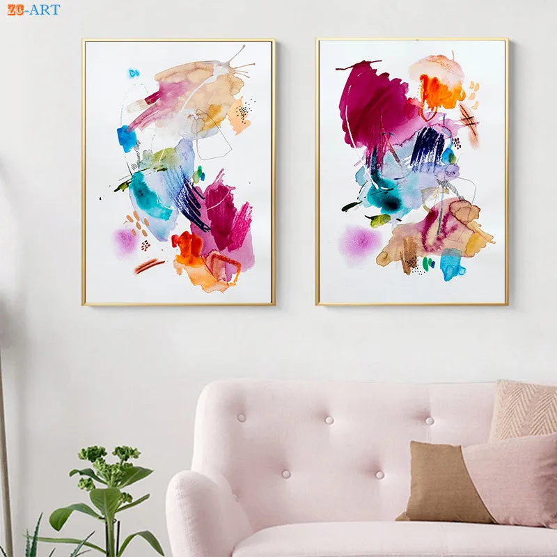 Цветной акварельный изобразительный принт Большой Настенный абстрактный постер
