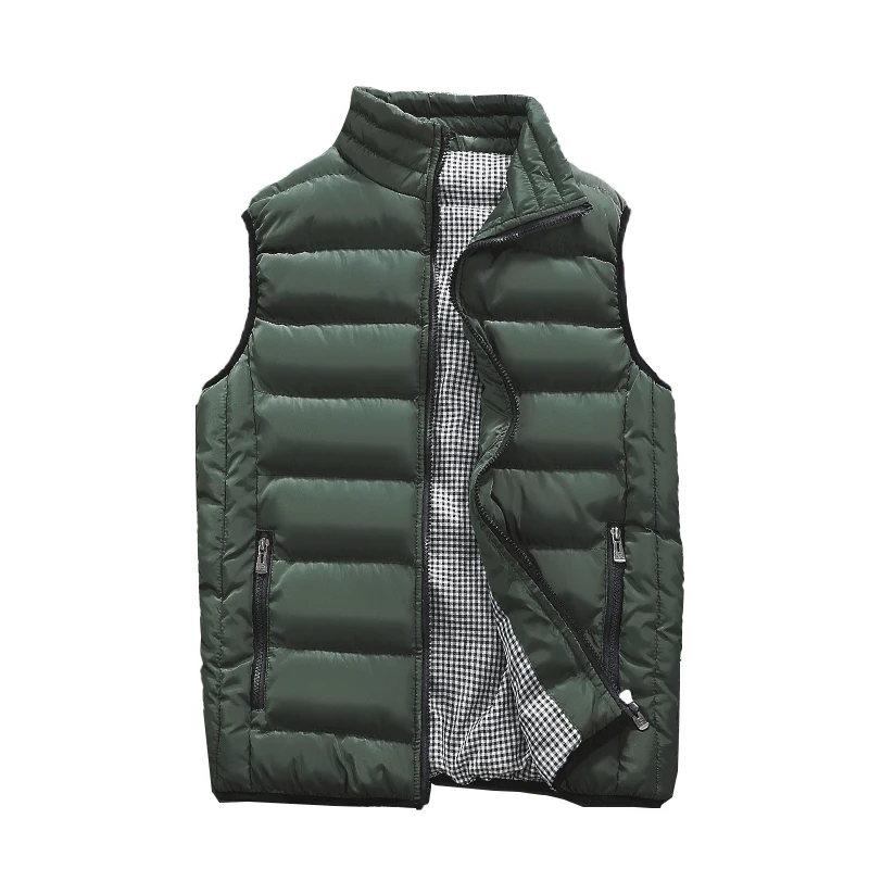 Armygreen KENNTRICE зимнее пальто мужской жилет без рукавов Homme жилет, Зауженная модель теплый толстый жилет для мужчин плюс размер 5xl - Цвет: Armygreen