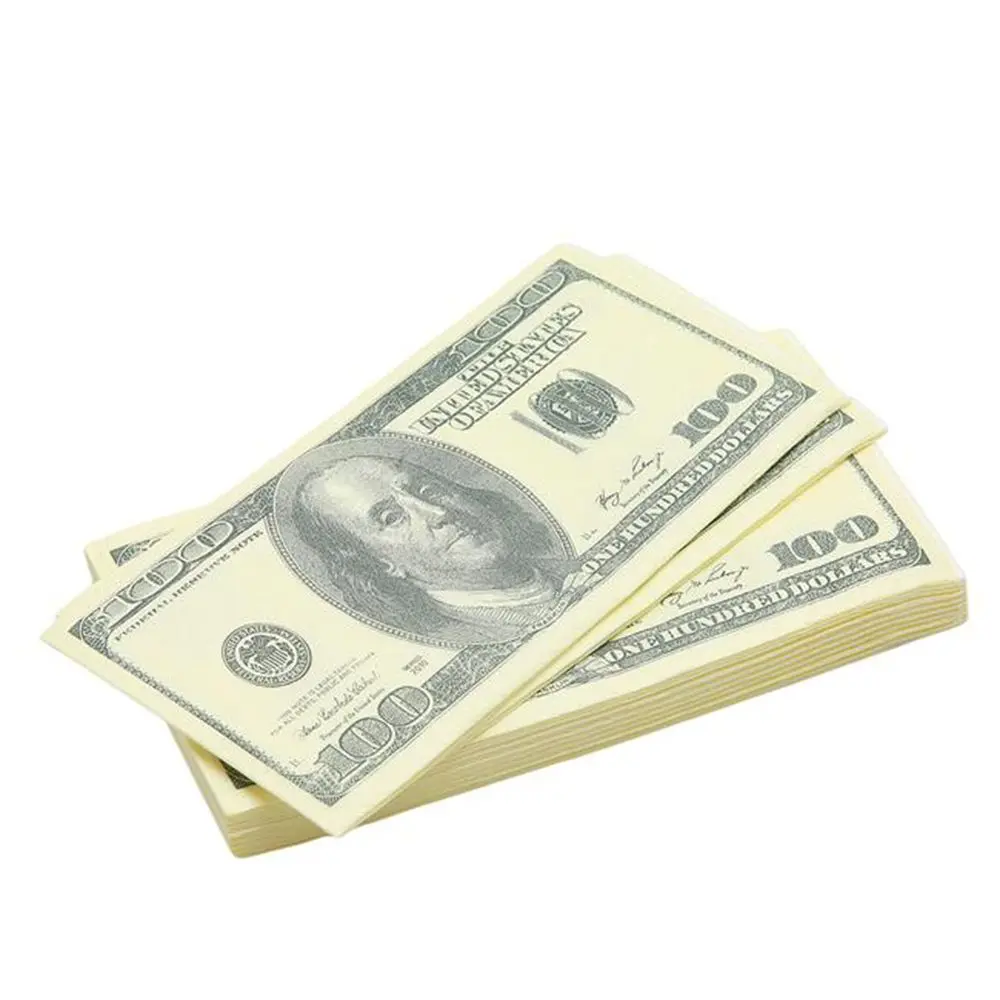 100 шт. креативное бумажное полотенце с принтом в долларах свадебная салфетка для