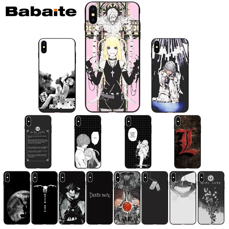 Babaite аниме тетрадь смерти Smart Cover Черная мягкая крышка чехол для телефона iPhone 8 7 6 6S