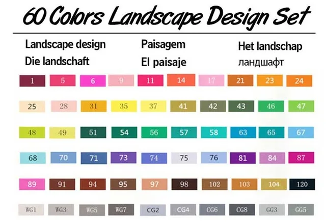 60 Landscape Set Touchfive 30/40/60/80/168 Цвета ручка маркер комплект Dual Head эскиз маркеры кисточки ручка для рисования манга анимация дизайн товары для рукоделия - Цвет: 60 Landscape Set